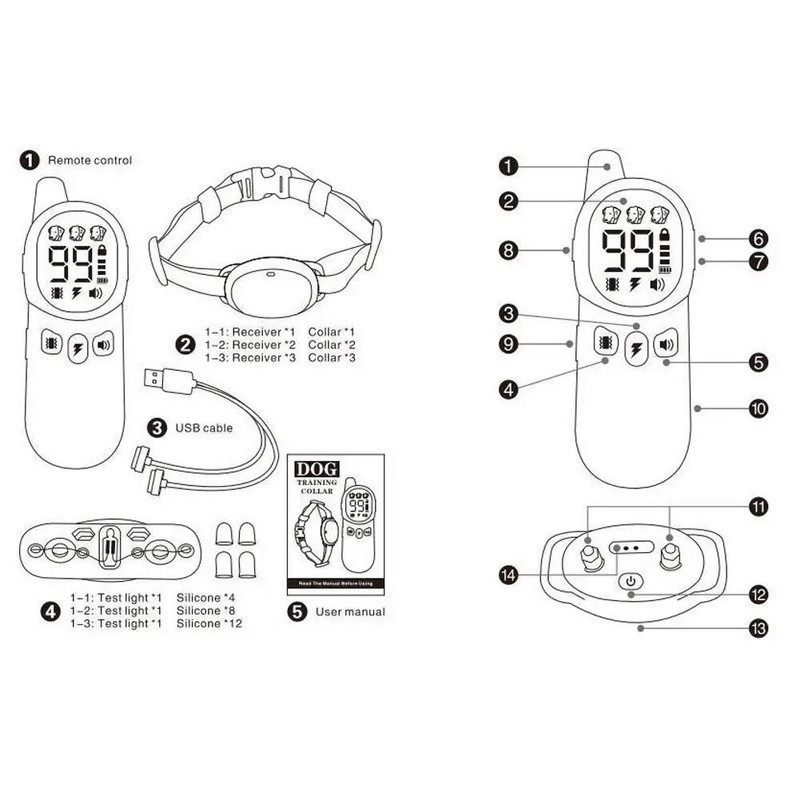 Нашийник против лай за домашни любимци, водоустойчив, безжичен, с дистанционно управление, акумулаторен електрически нашийник за дресировка за малки, средни големи кучета