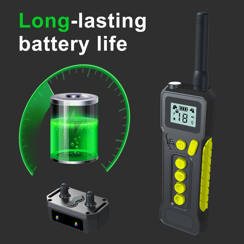 Електрически нашийник за обучение на кучета против лай Водоустойчив 1000M дистанционен светлинен вибрационен звуков шок Предпазители от лай с шина за гърба