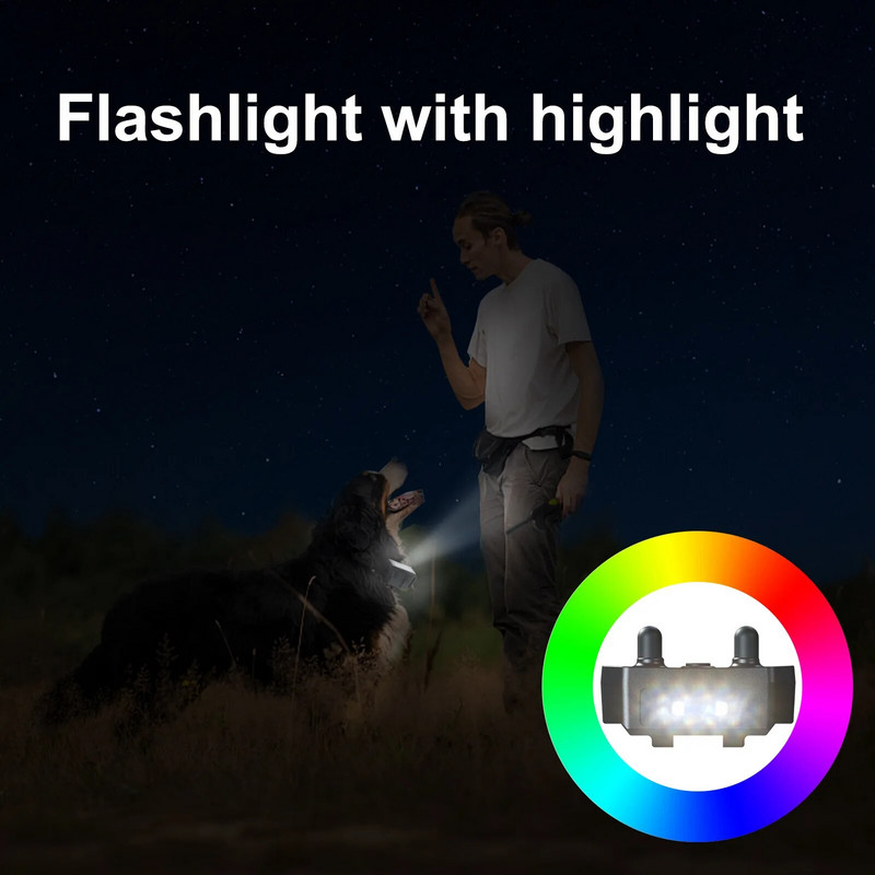 Електрически нашийник за обучение на кучета против лай Водоустойчив 1000M дистанционен светлинен вибрационен звуков шок Предпазители от лай с шина за гърба