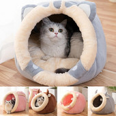 Cat Bed House Kennel Nest Kerek Háziállatok Alvóbarlang Cicaágyak Kisállatkosár Hangulatos cica nyugágy párna Macskaház sátor Kutyaház