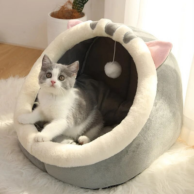 Cat Bed House Kennel Nest Kerek Háziállatok Alvóbarlang Cicaágyak Kisállatkosár Hangulatos cica nyugágy párna Macskaház sátor Kutyaház