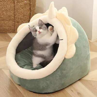 Cat Bed House Kennel Nest Kerek Háziállatok Alvóbarlang Cicaágyak Kisállatkosár Hangulatos cica nyugágy párna Macskaház sátor Kutyaház