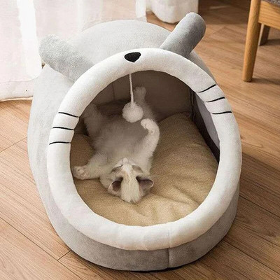 Cat Bed House Kennel Nest Kerek Háziállatok Alvóbarlang Cicaágyak Kisállatkosár Hangulatos cica nyugágy párna Macskaház sátor Kutyaház