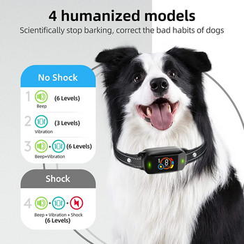 Устройство за борба с лаенето на кучета Електрически нашийник за обучение на кучета Нашийник за кучета с USB зареждане, спиране на лаенето, вибрации, устройства против лай