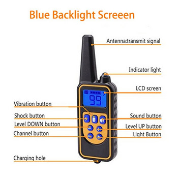 Акумулаторен водоустойчив електронен нашийник за обучение на кучета Спрете лаенето LCD дисплей 800 м дистанционни електронни шокови нашийници за обучение