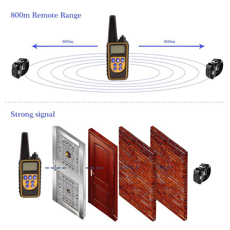 Акумулаторен водоустойчив електронен нашийник за обучение на кучета Спрете лаенето LCD дисплей 800 м дистанционни електронни шокови нашийници за обучение