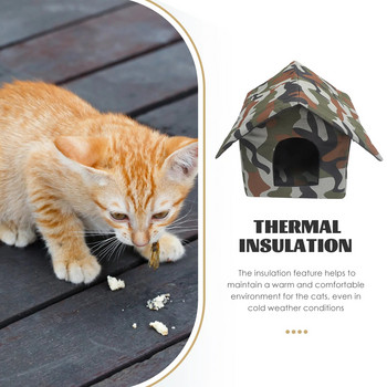 Υπερυψωμένο σπίτι για γάτες αδιάβροχο καταφύγιο κατοικίδιων ζώων Αδιάβροχο μονωμένο θερμαινόμενο σπίτι για γάτες Εξωτερικό πτυσσόμενο σπιτάκι για γάτες Keep Warm