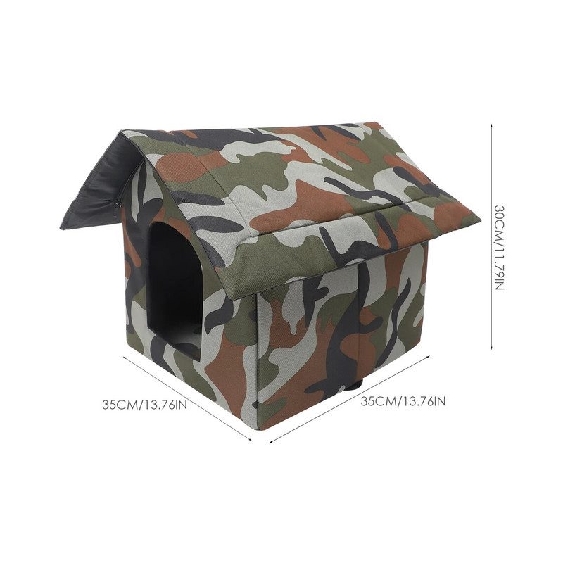 Повишена котешка къща Водоустойчив подслон за домашни любимци Устойчива на атмосферни влияния Изолирана отопляема котешка къща Външна сгъваема котешка къща Поддържа топлина