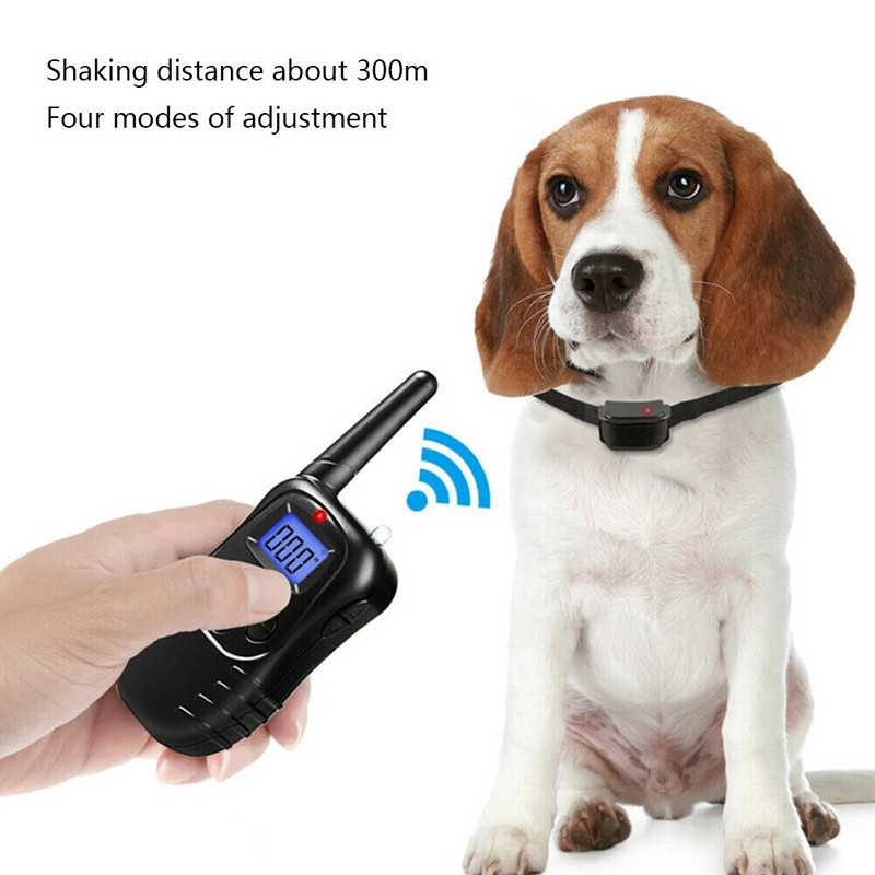 300M E-нашийник за обучение на домашни кучета с дистанционно нашийник против лай с електрически удар 4 режима на обучение Нашийник с лаене на кучета за малко средно куче