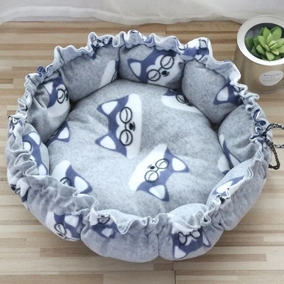 Állítható kisállatágy Pet Nest ágy kisállatpárna macskáknak kölyökkutyáknak kellékek húzózsinór Kreatív puha, meleg fészek kettős használatra