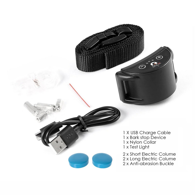 Нашийник против лай за домашни любимци Автоматичен нашийник против лай IP65 Водоустойчив 5 режима на обучение Нашийник за обучение на кучета Колие Dropship