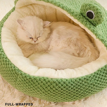 Νέα άνεση για βαθύ ύπνο στο χειμωνιάτικο κρεβάτι με βάτραχο γάτας Μικρό χαλάκι Καλάθι Μικρό σπίτι για σκύλους Προϊόντα κατοικίδιων κατοικίδιων Σκηνή Cozy Cave Nest Σπίτι για γάτες