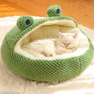 Νέα άνεση για βαθύ ύπνο στο χειμωνιάτικο κρεβάτι με βάτραχο γάτας Μικρό χαλάκι Καλάθι Μικρό σπίτι για σκύλους Προϊόντα κατοικίδιων κατοικίδιων Σκηνή Cozy Cave Nest Σπίτι για γάτες