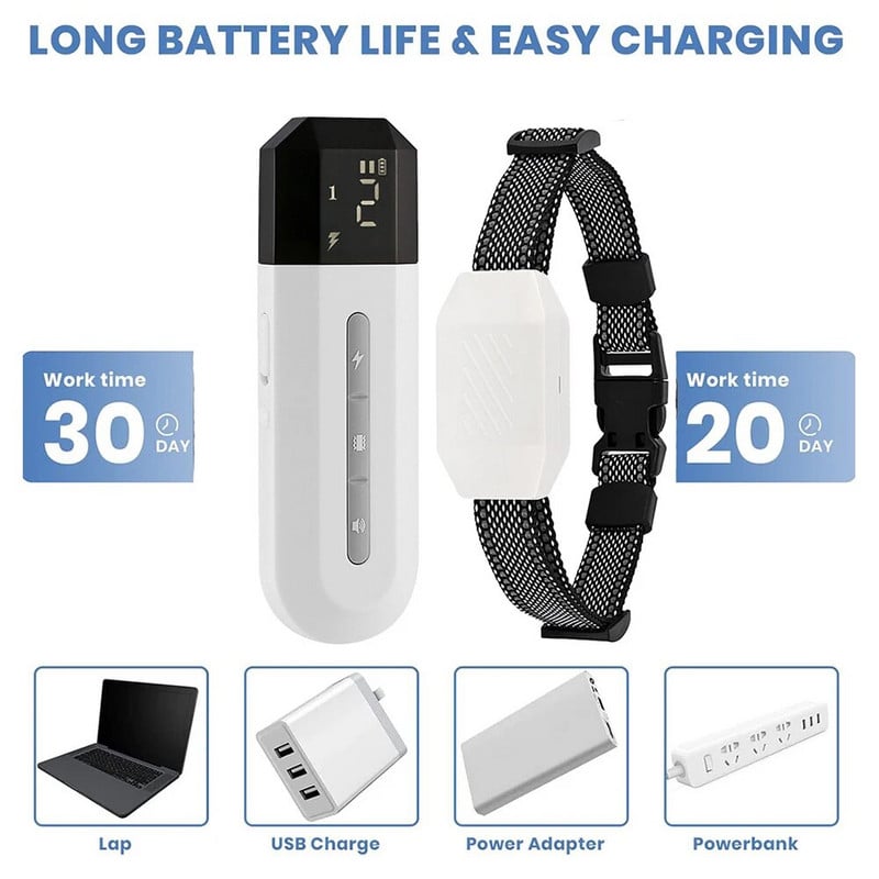 800M електрически нашийник за обучение на кучета, акумулаторен нашийник против лай, дистанционно управление, звуков вибрационен шок за малки/средни/големи кучета