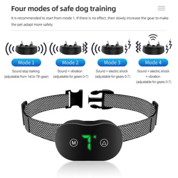 Έξυπνο αυτόματο κολάρο σκύλου με επαναφορτιζόμενο πώμα γαβγίσματος Stop Barking HD Ψηφιακή οθόνη IP67 Αδιάβροχο κολάρο για σκύλους