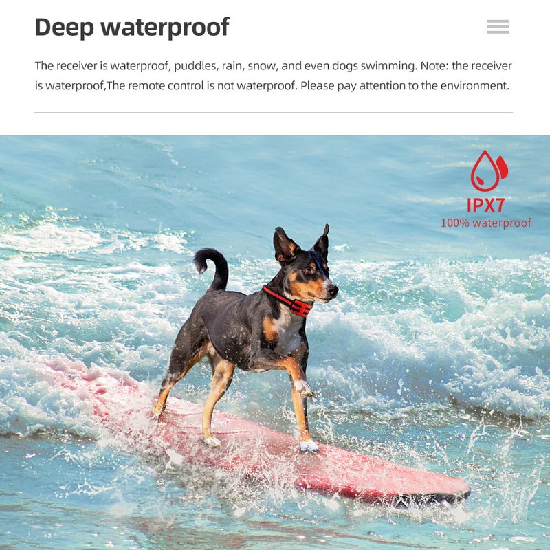 Električna ogrlica za dresuru pasa od 500 m, vodootporna punjiva ogrlica protiv lajanja za pse, električni šoker