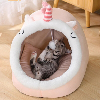 Νέο μαλακό κρεβάτι γάτας Μαξιλάρι ξαπλώστρας για κατοικίδια Μικρές γάτες Ζεστό καλάθι Άνετο σπιτάκι με σπήλαιο σκυλιών Γατάκι βελούδινο χαλάκι που πλένεται για κρεβάτι για γάτες