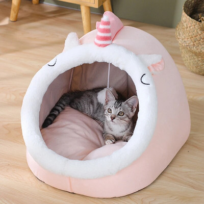 New Soft Cat Bed Pet Lounger Cushion Small Cats Warm Basket Cozy Dog Cave House Kitten Plush Mat Enclosed Washable For Cats Bed