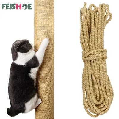 10M természetes szizál kötél macskakaparó kötélfa karcoló barkácsjáték Mancs körmök bútorvédő karcolóoszlop macskatartozékok