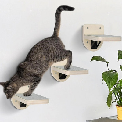 3 osa seinale kinnitatav puidust kassi hüppeplatvorm Lemmikloomamööbel mängimiseks ja ronimiseks siseruumides kassisein kassipojale