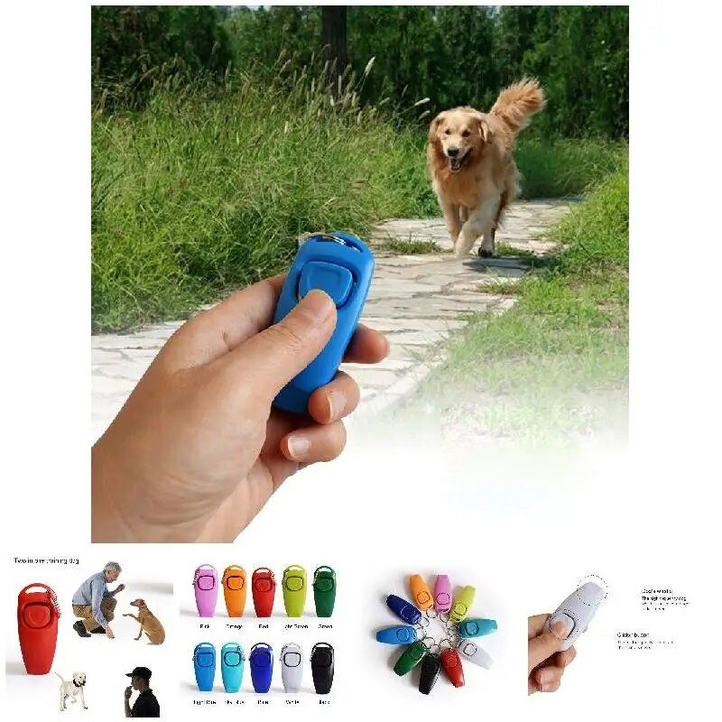 Гореща разпродажба! Комбиниран щракател за кучета и свирка - обучение, дресьор за домашни любимци с водач, с ключодържател xqmg Консумативи за обучение на кучета Ново