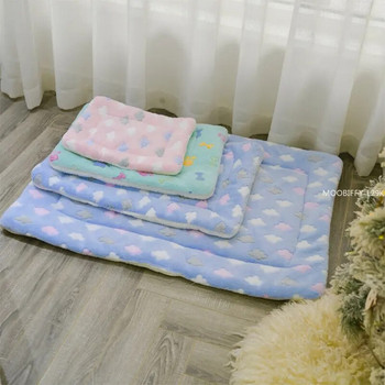 Επαναχρησιμοποιούμενο κρεβάτι για κατοικίδια γάτας Κρεβάτι για σκύλους Παχύ κρεβάτι για κατοικίδιο ζώο μαλακό μαξιλάρι fleece κουβέρτα κρεβάτι μαξιλάρι σπίτι Φορητό που πλένεται χαλί Keep Warm