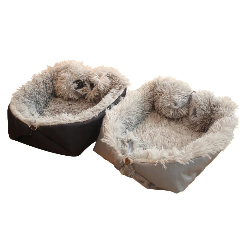 Одеяло за домашни любимци Гнездо за малки домашни любимци Плюшена колиба за кучета Дебела подложка за домашни любимци Сгъваема колиба за кучета с двойно предназначение Миеща се универсална колиба за котки
