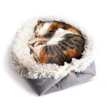 Αξεσουάρ για κατοικίδια κρεβατιού για σκύλους γάτας Αποσπώμενο βελούδινο στρώμα για κατοικίδια διπλής χρήσης Φθινοπωρινό Χειμερινό σπίτι Εσωτερικός χώρος Αντιάγχος Βελτιώνει τον ύπνο