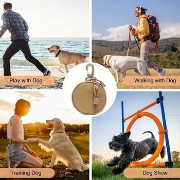 Преносима чанта за лакомства за кучета Тактическа, издръжлива, лека торбичка за храна за домашни любимци с въртящ се карабинер за кученца, консумативи за домашни любимци