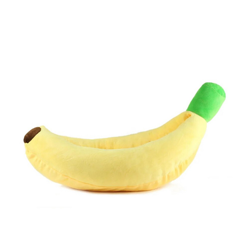 Hanpanda Подвижна миеща се анимационна бананова лодка Домашен любимец Чисто топло и меко кучешко легло Зимен спален котешки диван Памучна подложка