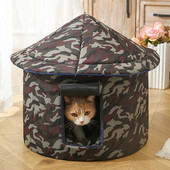 Εξωτερικά αδιάβροχα σπιτάκια σκυλιών για γάτες Πτυσσόμενη ζεστή χειμερινή σκηνή κλειστή αξεσουάρ Teepee για σκύλους γάτας για μικρό μεσαίο κατοικίδιο ζώο