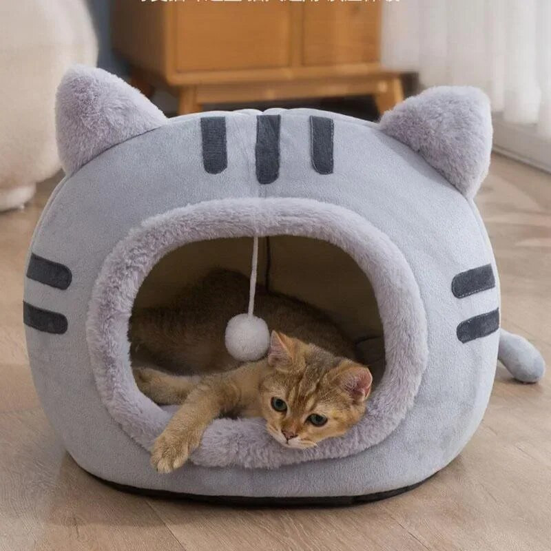 Меко котешко легло Плюшено гнездо Вътрешна топла кошница Диван Куче Поничка Спална колиба Къщичка Зимни принадлежности