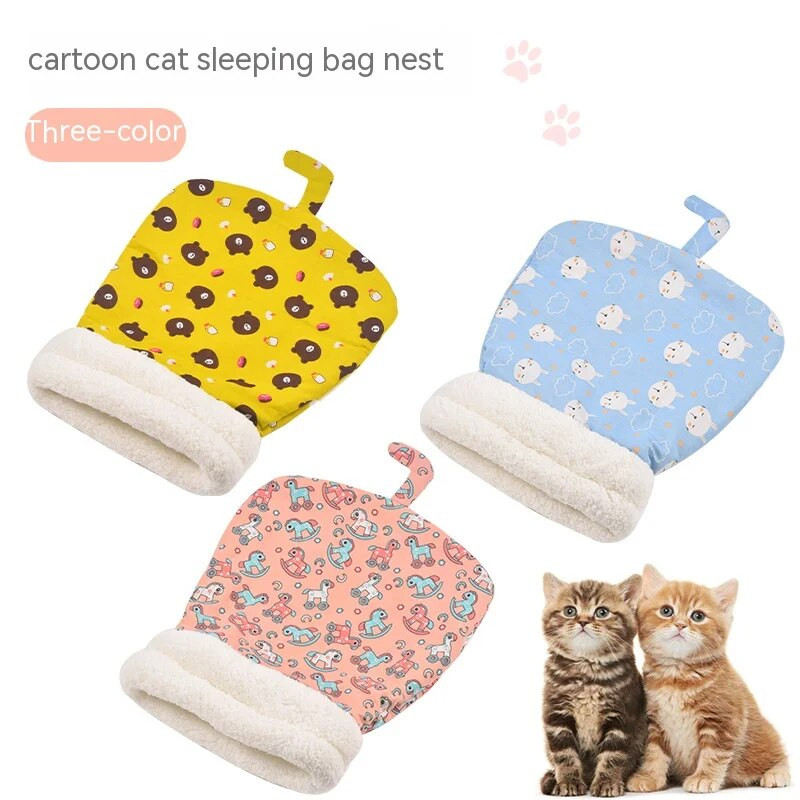 Агнешки плюшен удебелен джоб Нов зимен ленен спален чувал Cat Nest Cat Sleeping Bag Cartoon Sleeping Bag Cat Nest Winter Limited