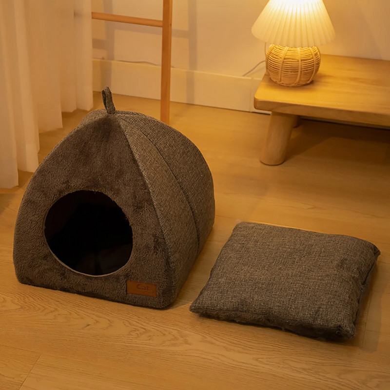 Котешка затворена къща за котки Домашен любимец Топъл и дълбок сън Куче Стоки за домашни любимци Котешка палатка Топла котешко легло Къща Спална пещера Легла за коте Кошница за домашни любимци