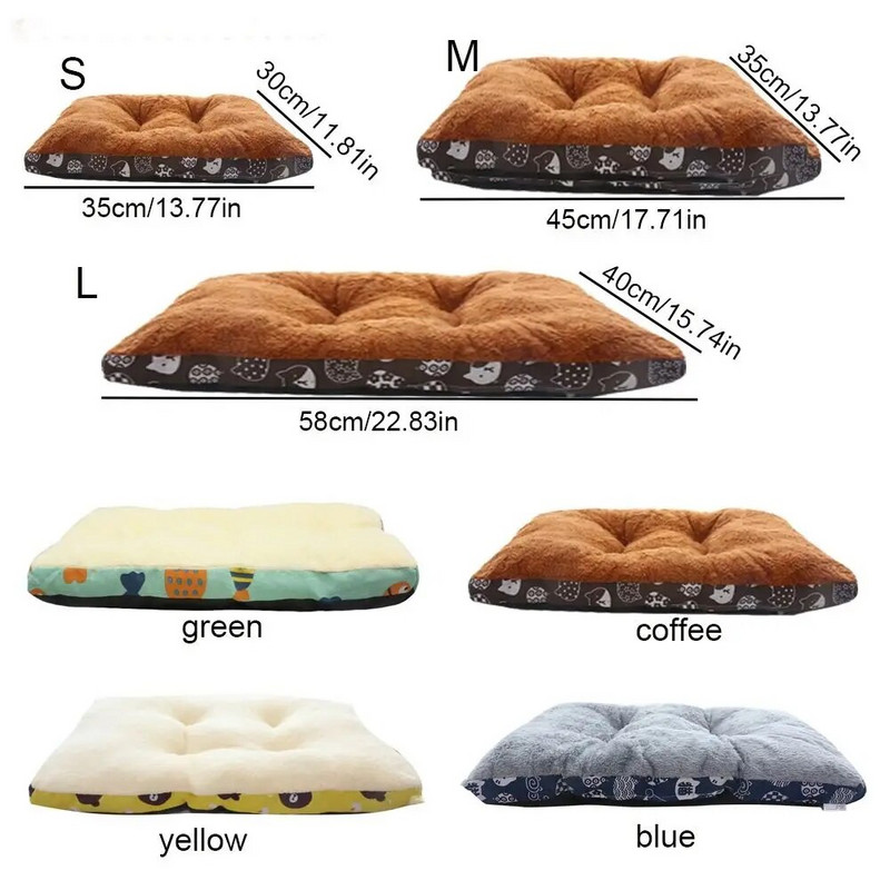 Удебелена подложка за спане за домашни любимци Практична топла анимационна шарка Котешка топла постелка за под Котешка възглавница Памучна/платнена постелка за спане на кучета Есен
