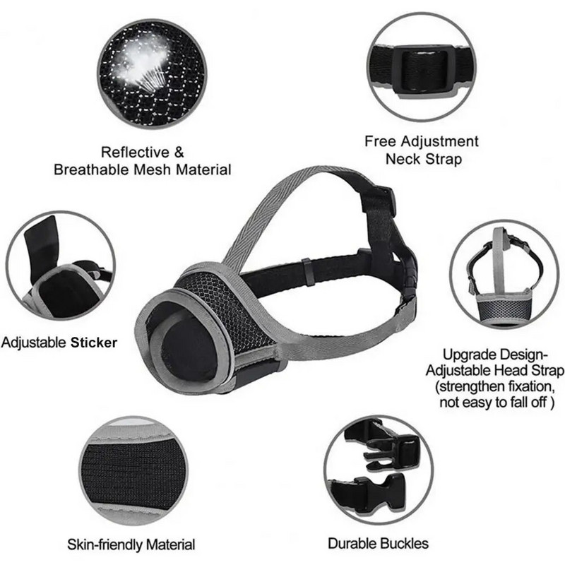 Кучешка муцуна, дишаща, регулируема, удобна муцуна за домашни любимци, против дъвчене, против ухапване, кучешка муцуна, консумативи за домашни любимци