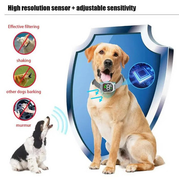 Αυτόματο κολάρο για σκύλους με προστασία από το γάβγισμα Στόπ για γάβγισμα με ψηφιακή οθόνη USB Επαναφορτιζόμενο κολάρο εκπαίδευσης για σκύλους