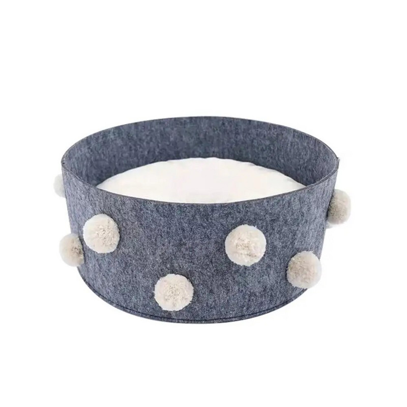 Гнездо за кошница за котки от филц Тъкано гнездо за котки от филц Топло сгъваемо кръгло легло за котки от филц Удобно кръгло легло за кученца, спално за домашни любимци, пролет