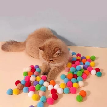 Cat Toys Interactive Launch Training Creative Kittens Mini Pompoms Games Stretch βελούδινα παιχνίδια με μπάλα Προμήθειες για γάτες Αξεσουάρ για κατοικίδια