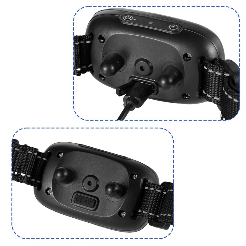 Nauji USB elektriniai šunų dresavimo antkakliai Ultragarsiniai naminių šunų nuo lojimo stabdymo vibracijos antilojantys antkakliai, atsparūs vandeniui