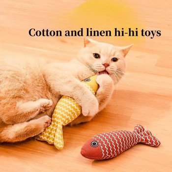 Скърцане със зъби Котешка трева Играчки Забавна интерактивна плюшена играчка за котка Pet Kitten Chewing Vocal Toy Fish Bite Cat mint For Cats