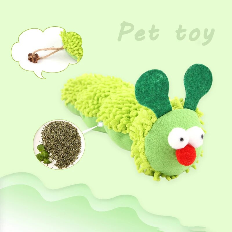 Играчки за дъвчене на котки Caterpillar Catnip Molar Toy Silvervine Cat Teaser Interaction Toy Clean Mouth Kitten Toy Аксесоари за домашни любимци