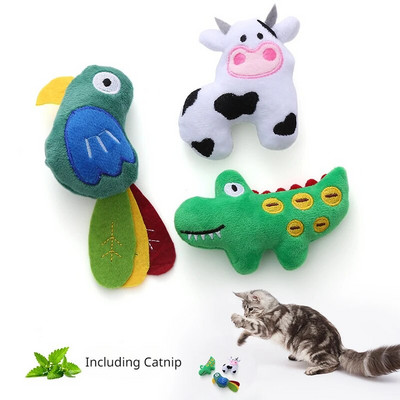 Krokodilllehm papagoi kujuga kassimänguasi Armsad plüüsist loomamänguasjad koos Catnipiga interaktiivsete lemmikloomatarvete kiusamiskindlad kassihammustused