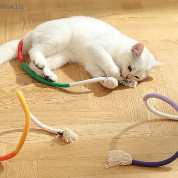 Cat String Toy Интерактивна котешка драскалка Играчка с памучно въже Устойчива на ухапване Дъвчаща играчка за котка Pet Teaser Wand String Rope