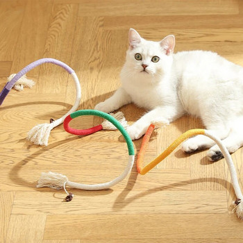 Cat String Toy Интерактивна котешка драскалка Играчка с памучно въже Устойчива на ухапване Дъвчаща играчка за котка Pet Teaser Wand String Rope