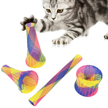 10 Cat Spring Toy Stick Свободно сгъваема пружинна форма Многоцветна котка Подскачащо коте Играчки Котешки интерактивни играчки Стоки за домашни любимци