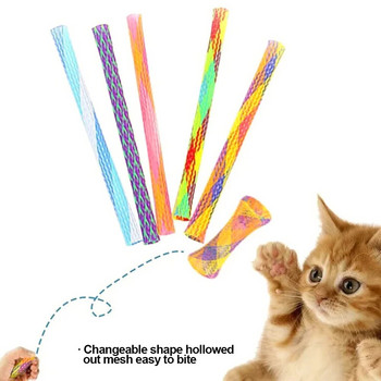 10 Cat Spring Toy Stick Свободно сгъваема пружинна форма Многоцветна котка Подскачащо коте Играчки Котешки интерактивни играчки Стоки за домашни любимци
