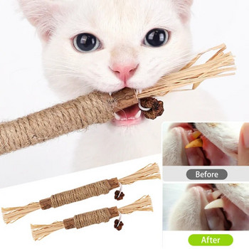 1 бр. Котешки играчки Silvervine Chew Stick Polygonum Kitty Raffia Grass Pet Supplies Cleaning Teeth Stick Pet Bite Cat Toy Hemp Rope