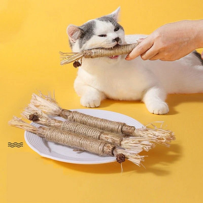 1 Buc Jucării pentru Pisici Silvervine Chew Stick Polygonum Kitty Rafia Iarbă Produse pentru Animale de Companie Curăţare Dinţi Stick Pet Muşcătură Pisică Jucărie Funie de cânepă