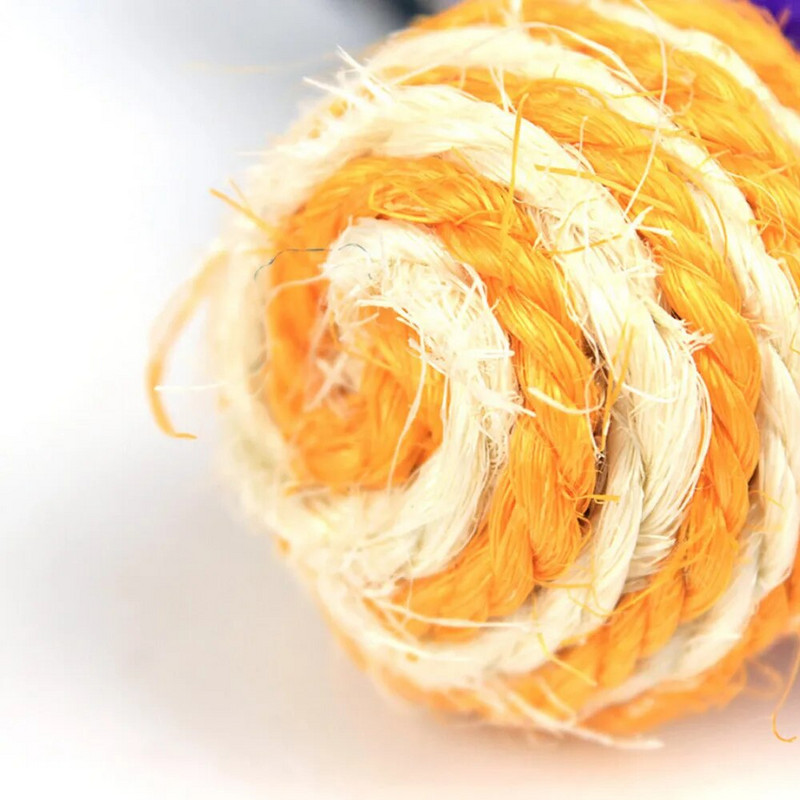 Цветна сизалова котешка плетена играчка с възел Pet Sisal Rope Weave Ball Teaser Play Дъвчеща дрънкалка Устойчива на надраскване Molar Toy